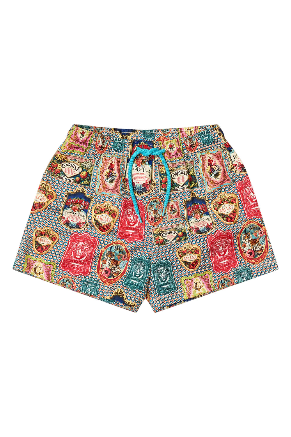 Aromatic Tiger Flower Boys Mid Board Shorts With Elastic Waste Camilla