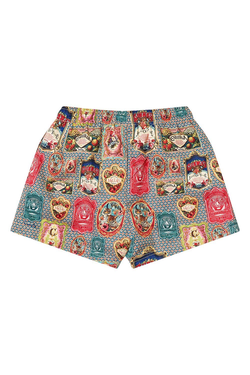 Aromatic Tiger Flower Boys Mid Board Shorts With Elastic Waste Camilla