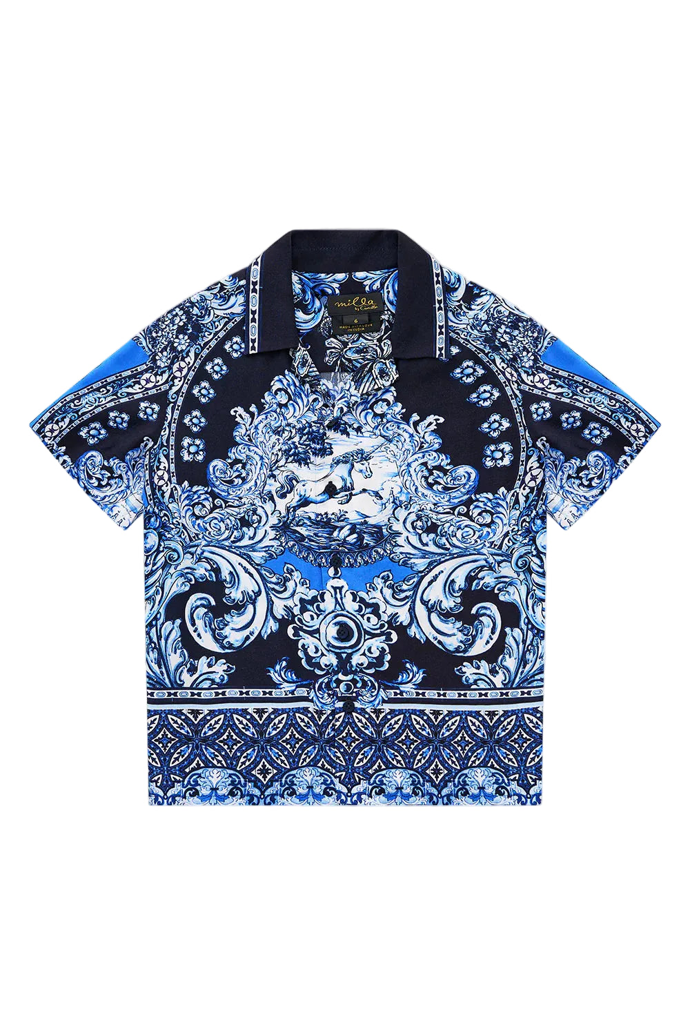 A Tiled Wonderland Boys Short Sleeve Camp Collared Shirt Camilla