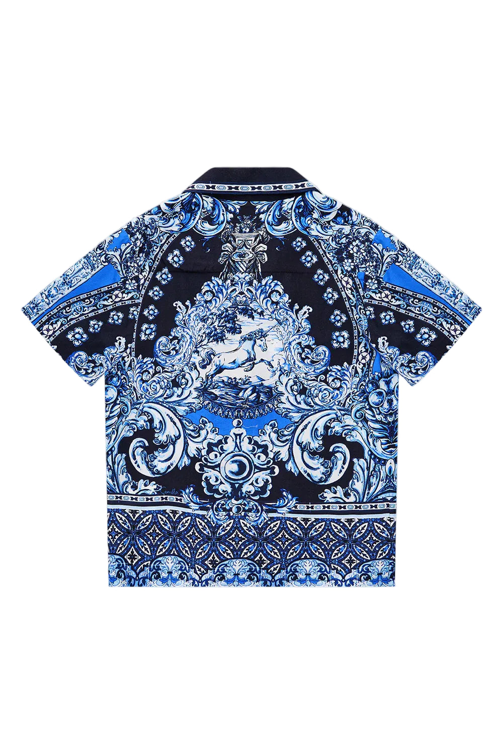 A Tiled Wonderland Boys Short Sleeve Camp Collared Shirt Camilla
