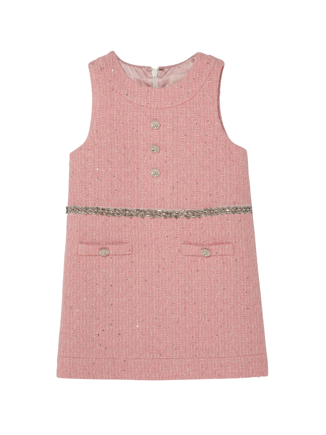 Audrey Dress - Sleeveless Tweed Dress with Embellished Waist Detail Tutu Du Monde