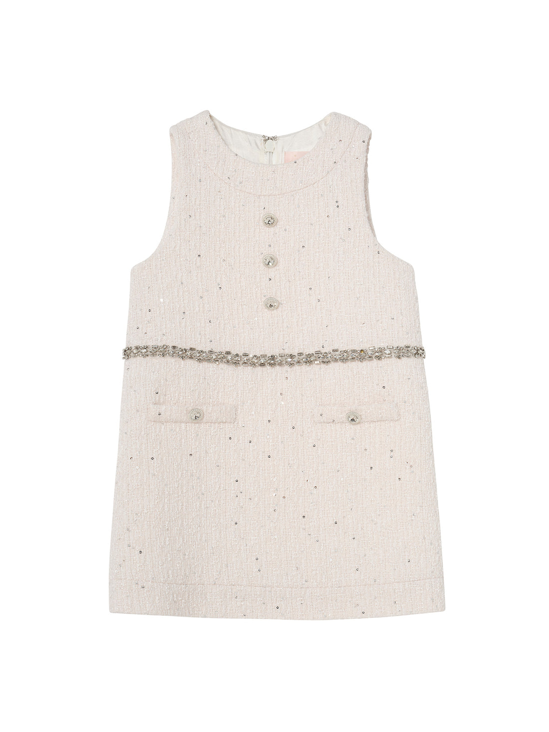 Audrey Dress - Sleeveless Textured Shift Dress with Decorative Waist Trim Tutu Du Monde