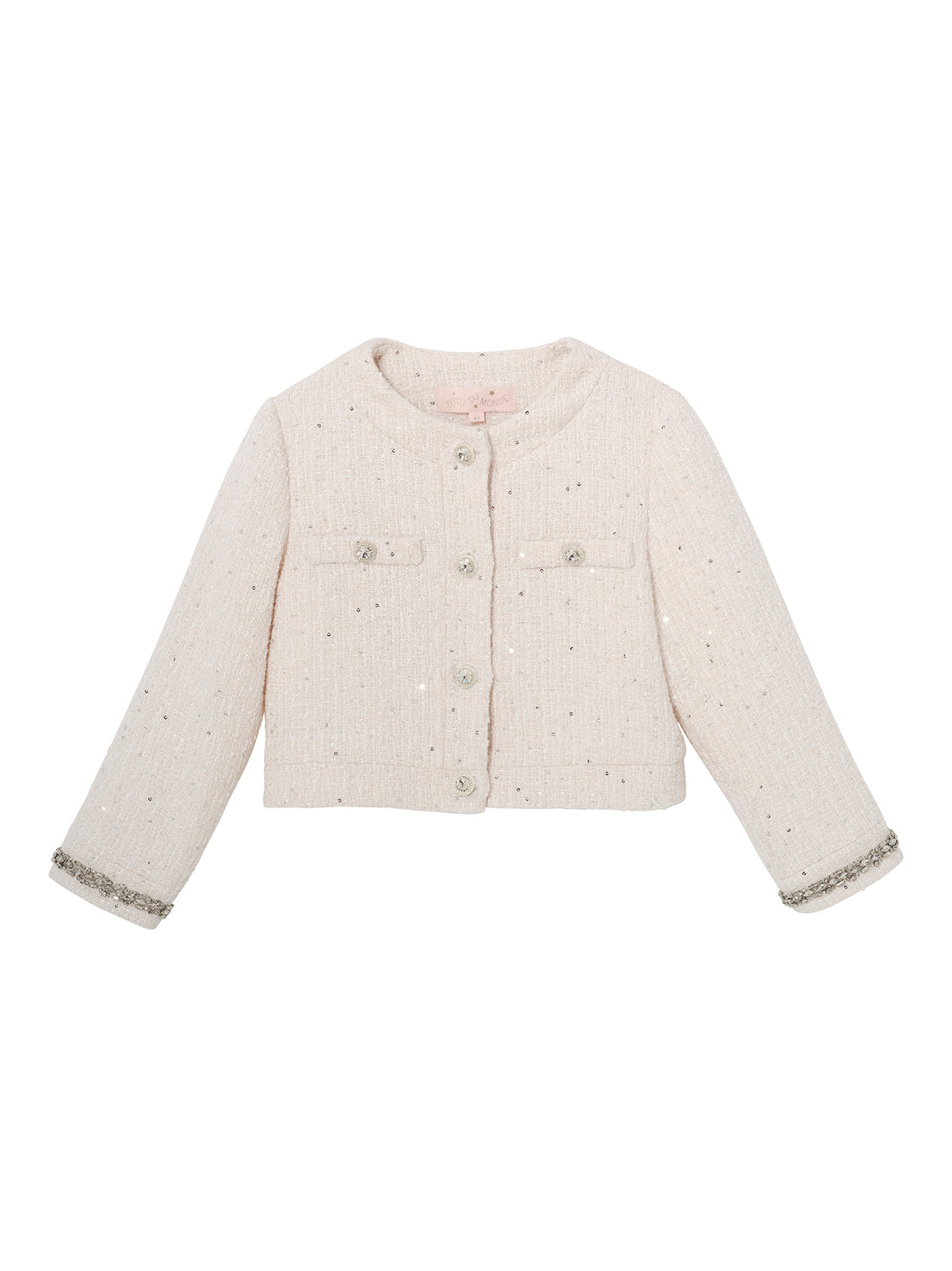 Audrey Jacket - Cropped Textured Jacket with Button Front and Trim Detail Tutu Du Monde